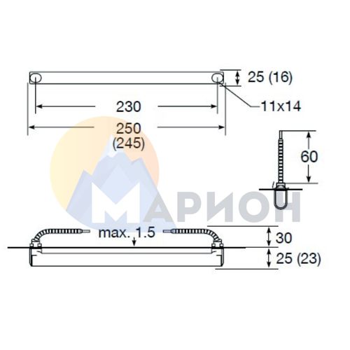 Керамический нагреватель 246*22.5(31), 600Вт, 230В (15-156-1) HTH